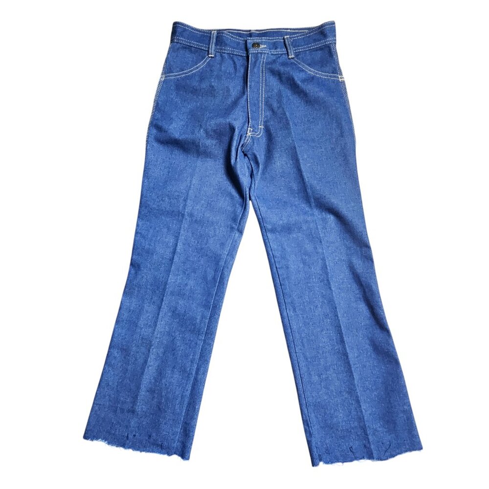 Vintage Live Ins Denim Loose Straight‎ Jeans Raw Hem Embroidered 27x27 Boho Y2K